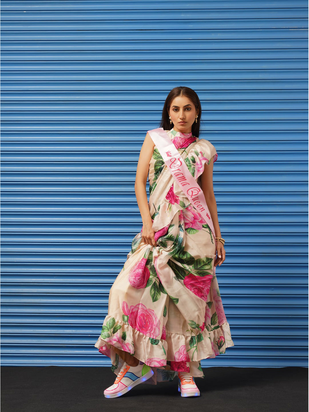 Tikhi Imli Floral Printed Poly Crepe Saree - Distacart