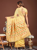 Shree Shyam Fashion Neerja Yellow Linen Cotton Saree