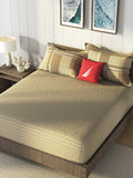 Nautica Brown & Brown Striped Cotton 160 TC King Bedsheet With 2 Pillow Covers