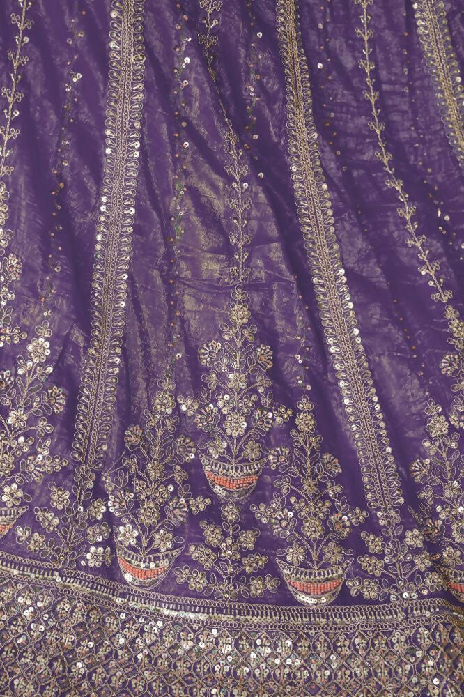 Kesar Fab Dark-Purple Jimmy Choo Hand_Woven Lehenga