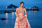 House of Panchhi Peach Net Sequins, Mirror And Thread Embroidery Lehenga Choli & Dupatta