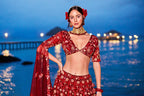 House of Panchhi Red Net Sequins, Mirror And Thread Embroidery Lehenga Choli & Dupatta