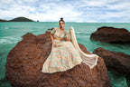House of Panchhi Cream Net Multi Colour Sequins, Zarkans And Thread Embroidery Lehenga Choli & Dupatta