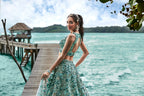 House of Panchhi Turquoise Blue Organza Sequins, Moti And Thread Embroidery Lehenga Choli & Dupatta