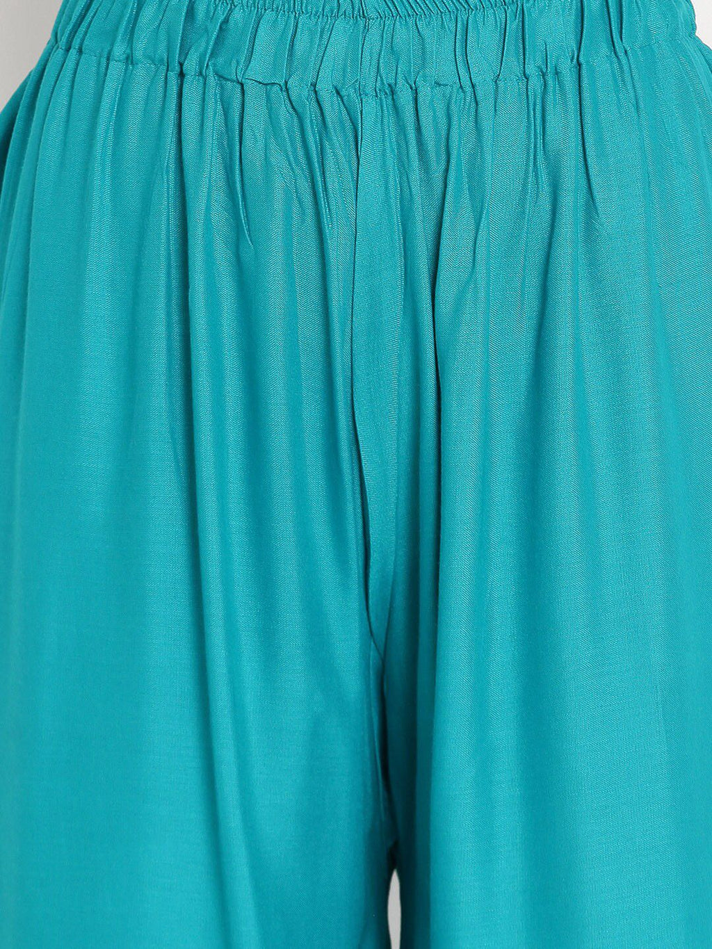 TAG 7 Women Turquoise Blue Solid Flared Palazzos