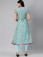 Souchii Blue Floral Printed Floral Anarkali Kurta - Distacart