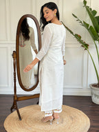 The52 Women's Viscose Thread work Straight Kurta with Pant and Dupatta Set - Distacart