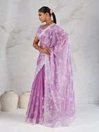 Monjolika Fashion Lavender Thread Work Soft Burberry Ceremonial Trendy Saree