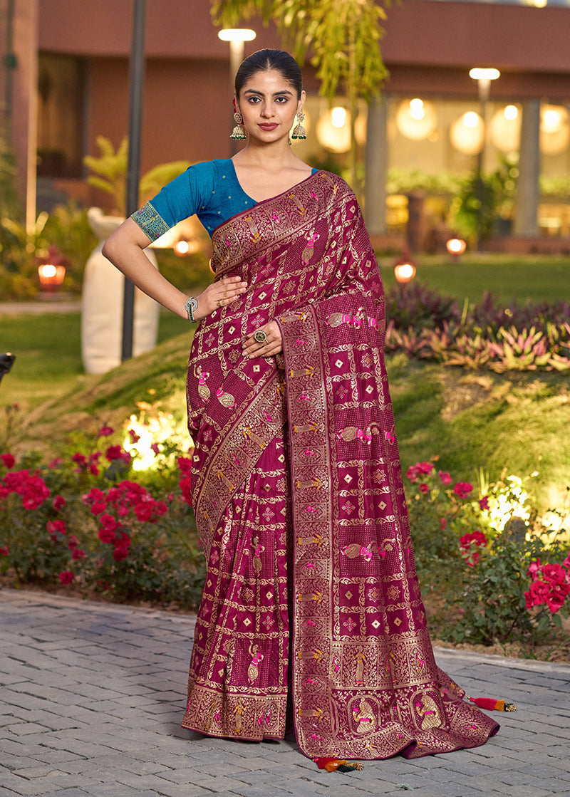 Monjolika Fashion Dark Pink Color Dola Silk Gharchola Design Rich Pallu Work Saree