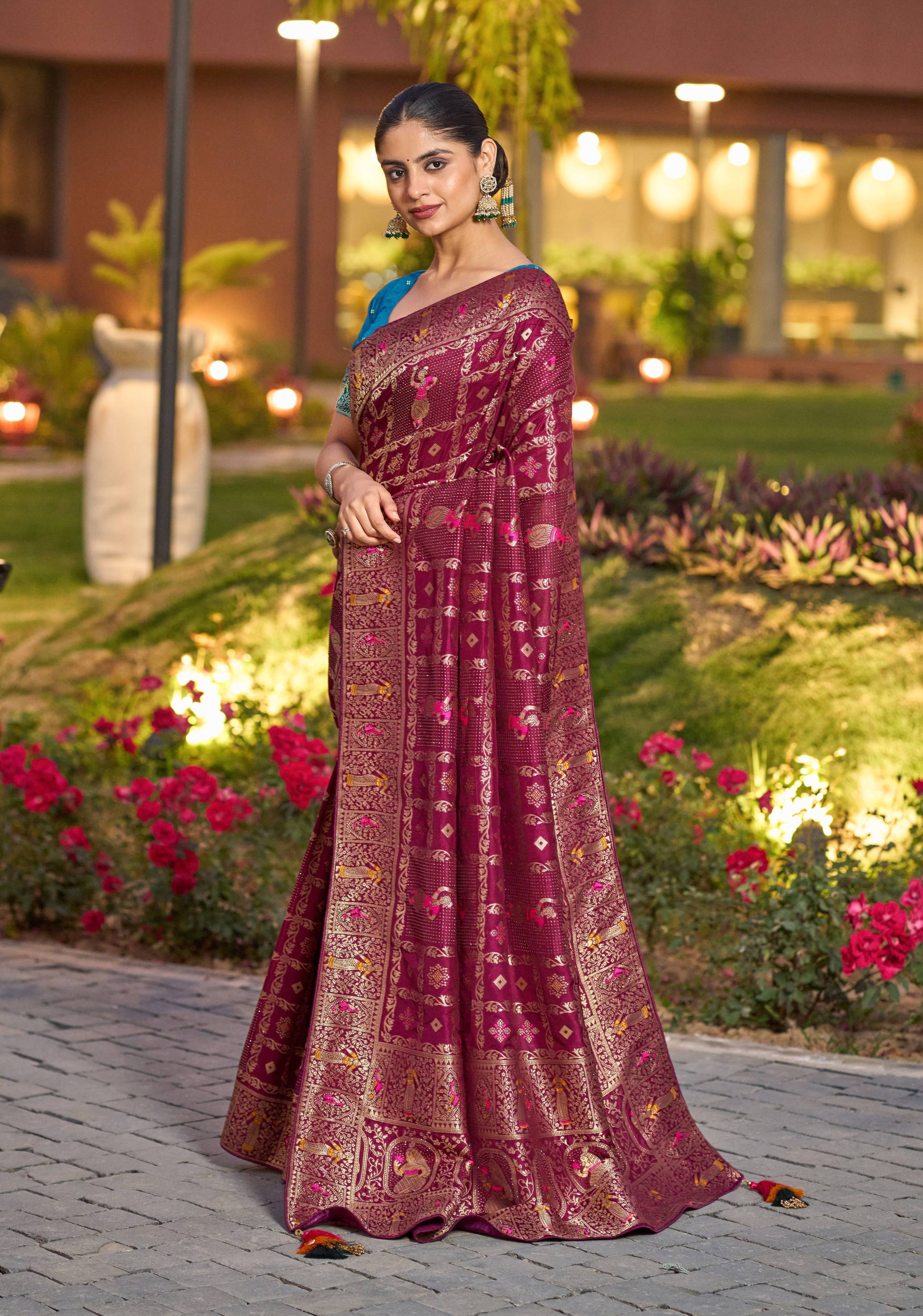Monjolika Fashion Dark Pink Color Dola Silk Gharchola Design Rich Pallu Work Saree