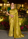 Monjolika Fashion Parrot Green Color Dola Silk Gharchola Design Rich Pallu Work Saree