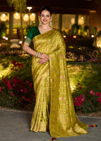 Monjolika Fashion Parrot Green Color Dola Silk Gharchola Design Rich Pallu Work Saree