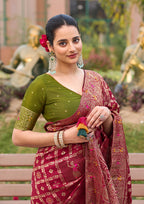 Monjolika Fashion Maroon Color Dola Silk Gharchola Design Rich Pallu Work Saree