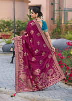 Monjolika Fashion Dola Silk Meenakari Weave Work Traditional Saree In Purple