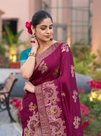 Monjolika Fashion Dola Silk Meenakari Weave Work Traditional Saree In Purple