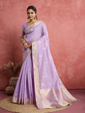 Monjolika Fashion Lilac Soft Silk Weaving Ceremonial Classic Saree