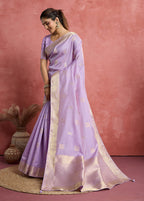 Monjolika Fashion Lilac Soft Silk Weaving Ceremonial Classic Saree