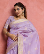 Monjolika Fashion Lilac Soft Silk Weaving Ceremonial Classic Saree