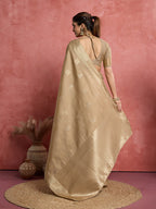 Monjolika Fashion Beige Soft Silk Weaving Ceremonial Classic Saree
