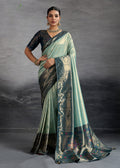 Monjolika Fashion Sky Blue Soft Kanjivaram Silk Meenakari Weaving Work Ceremonial Saree