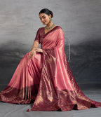 Monjolika Fashion Pink Soft Kanjivaram Silk Meenakari Weaving Work Ceremonial Saree