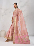 Monjolika Fashion Tissue Linen Light Pink Color Woven Classic Saree