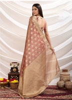 Monjolika Fashion Ethnic Light Peach Crush Tissue Designer Saree