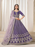 Monjolika Fashion Embroidered Purple Art Silk Designer Long Lehenga Choli