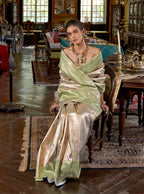Monjolika Fashion Light Green Kanjivaram Silk Blend Woven Classic Saree