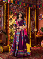 Monjolika Fashion Purple Viscose Cotton Digital Print Mirror Work Navratri Chaniya Choli With Dupatta - Distacart