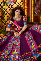 Monjolika Fashion Purple Viscose Cotton Digital Print Mirror Work Navratri Chaniya Choli With Dupatta - Distacart