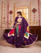 Monjolika Fashion Viscose Cotton Purple Multicolor Navratri Lehenga Choli With Mirror And Kutchi Embroidery Work - Distacart