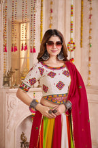 Monjolika Fashion Multi Color Viscose Cotton Navratri Lehenga Choli With Kutchi And Mirror Work Jacket - Distacart