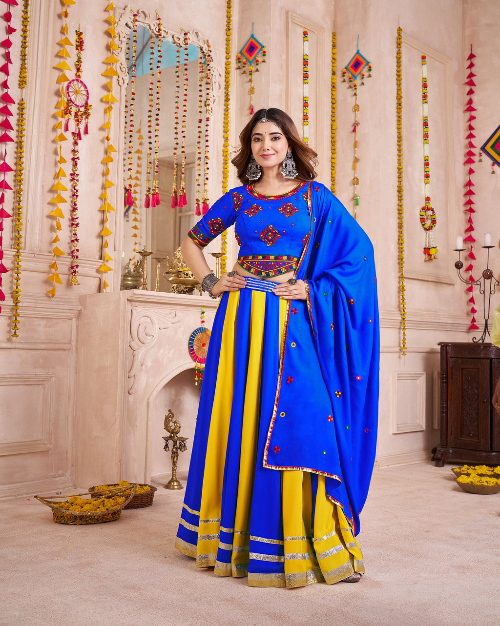 Monjolika Fashion Multicolor Viscose Cotton Navratri Chaniya Choli For Festival - Distacart
