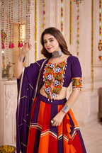 Monjolika Fashion Colorful Viscose Cotton Navratri Lehenga With Thread, Mirror & Kodi Work - Distacart