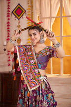 Monjolika Fashion Purple Kutchi Mirror Work Navratri Lehenga Choli - Distacart
