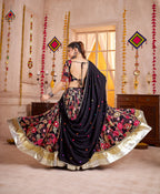 Monjolika Fashion Black Viscose Cotton Navratri Lehenga Choli With Kutchi Patch & Mirror Work - Distacart