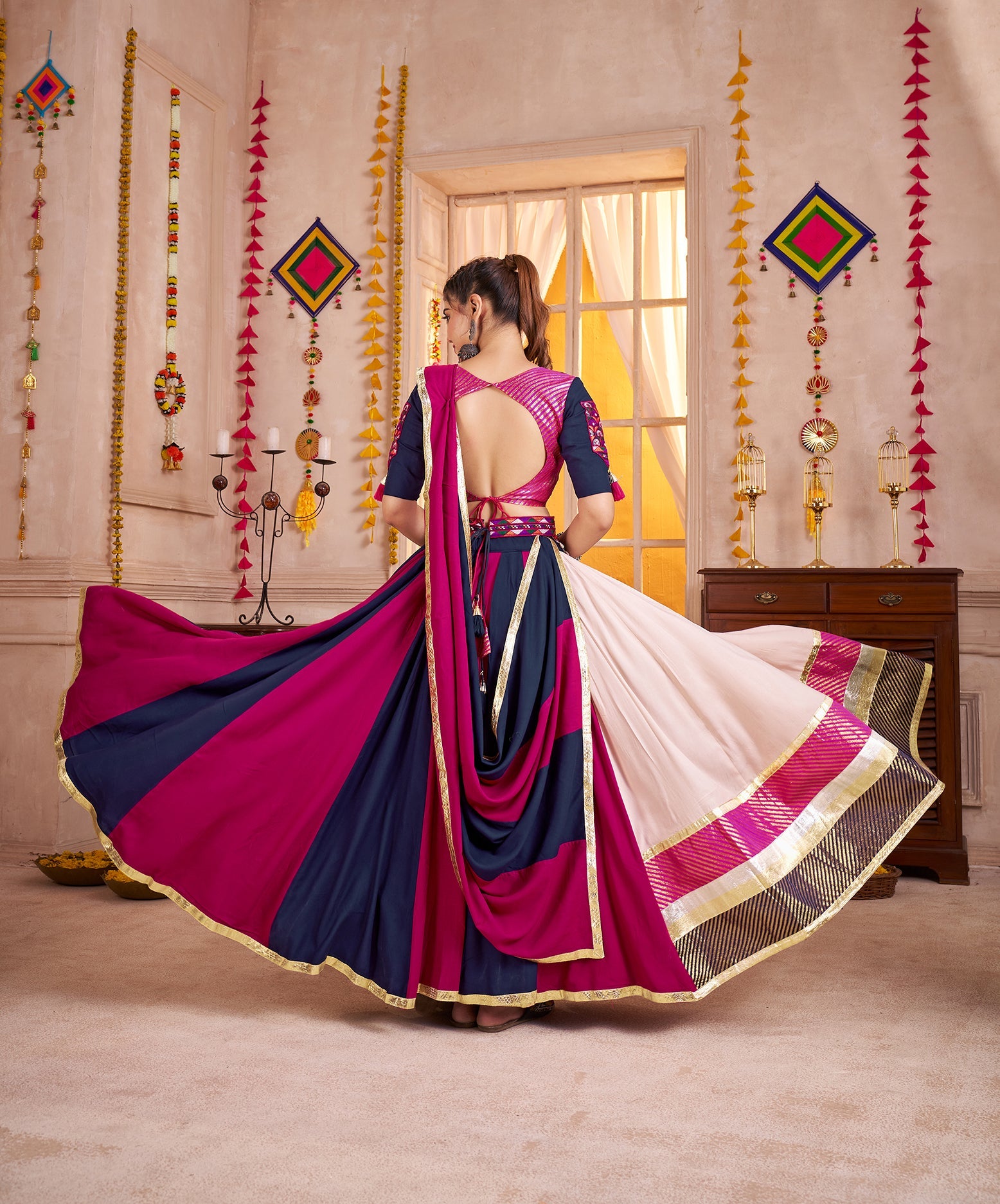 Monjolika Fashion Viscose Cotton Multi-Color Embroidery Navratri Lehenga Choli - Distacart