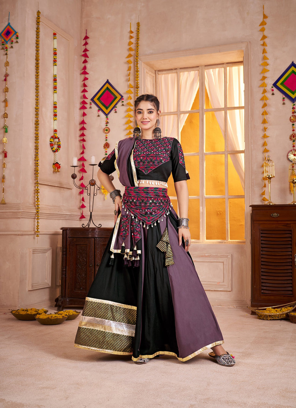 Monjolika Fashion Multicolor Viscose Cotton Navratri Chaniya Choli For Festival - Distacart