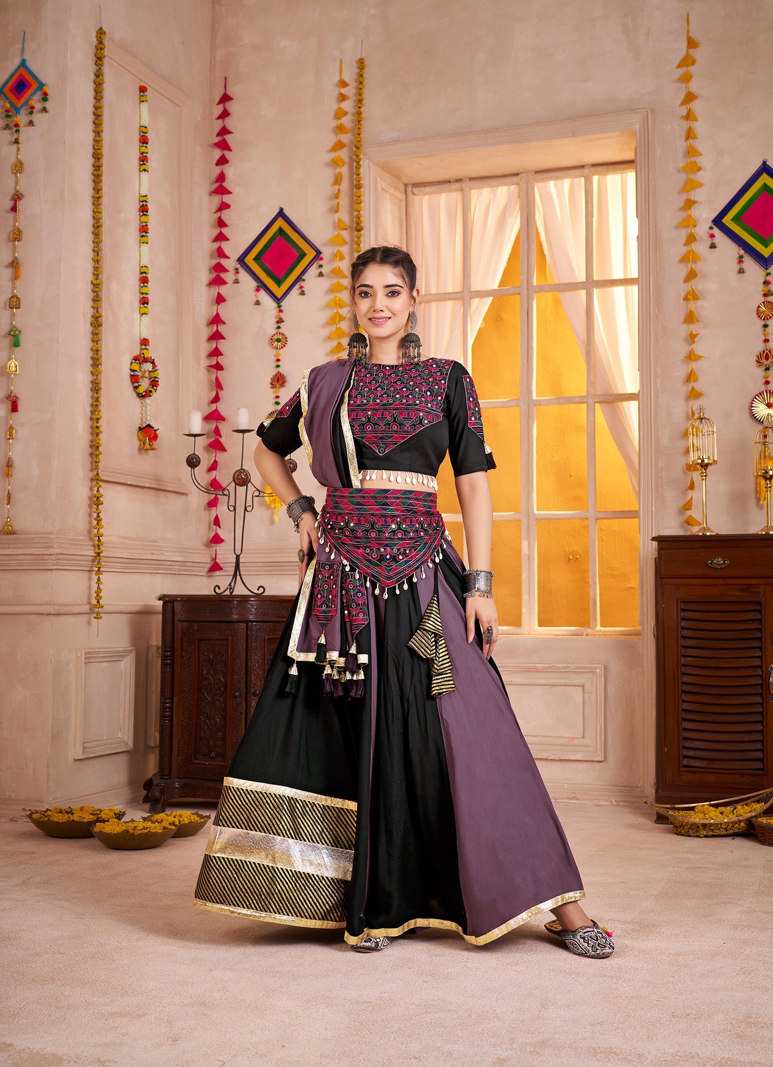 Monjolika Fashion Multicolor Viscose Cotton Navratri Chaniya Choli For Festival - Distacart