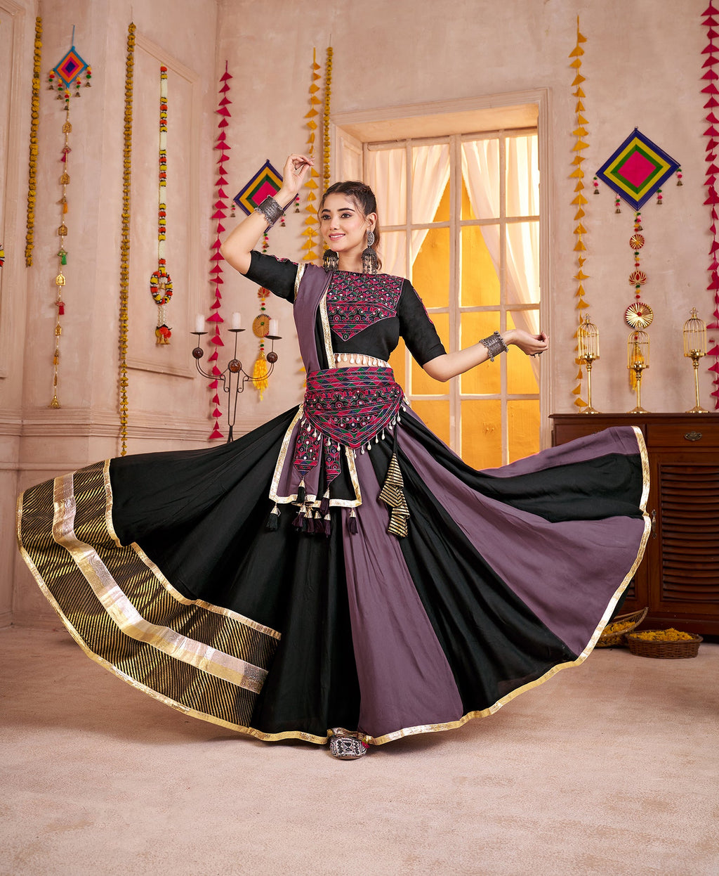 Monjolika Fashion Multicolor Viscose Cotton Navratri Chaniya Choli For Festival - Distacart