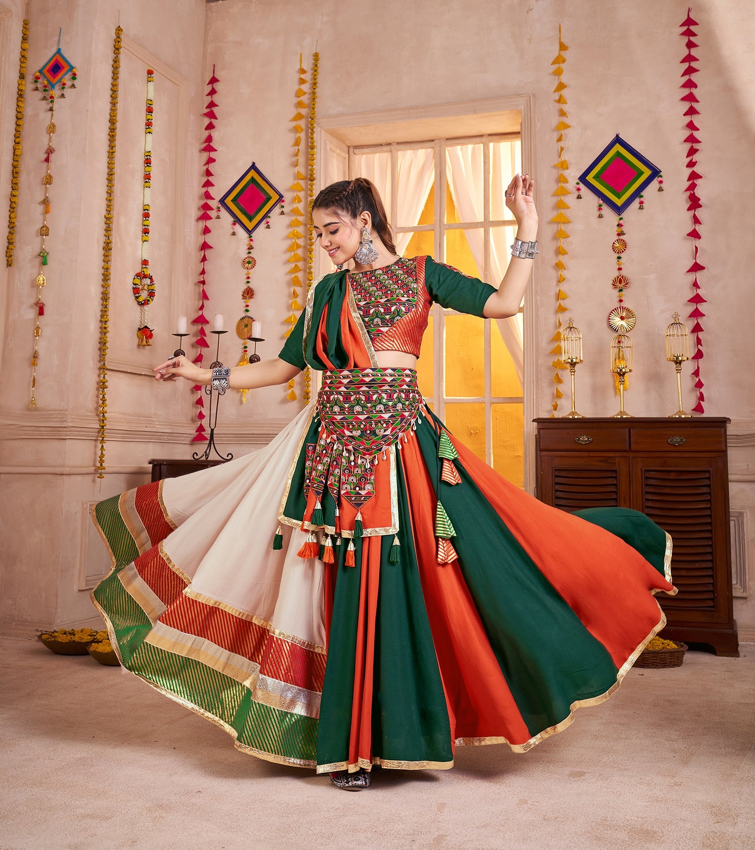 Monjolika Fashion Traditional Style Colorful Viscose Cotton Chaniya Choli Set For Navratri - Distacart