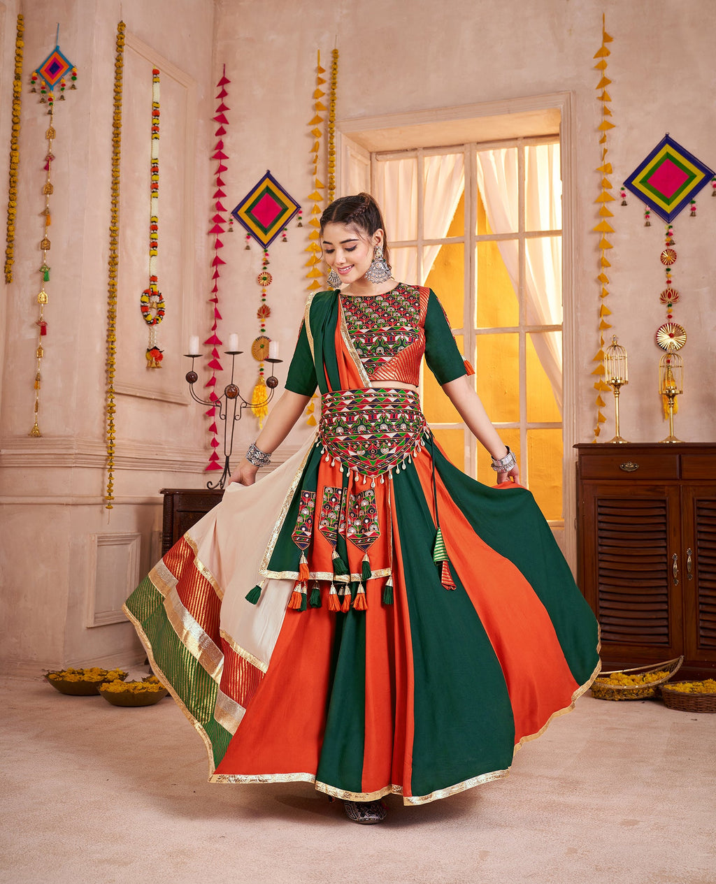Monjolika Fashion Traditional Style Colorful Viscose Cotton Chaniya Choli Set For Navratri - Distacart