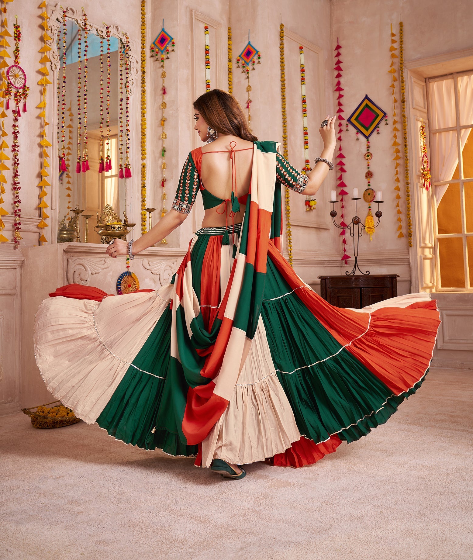 Monjolika Fashion Colorful Viscose Cotton Navratri Chaniya Choli With Kutchi Patch & Mirror Work - Distacart