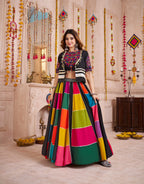 Monjolika Fashion Multicolor Viscose Cotton Navratri Chaniya Choli With Kutchi And Patch Work Jacket - Distacart