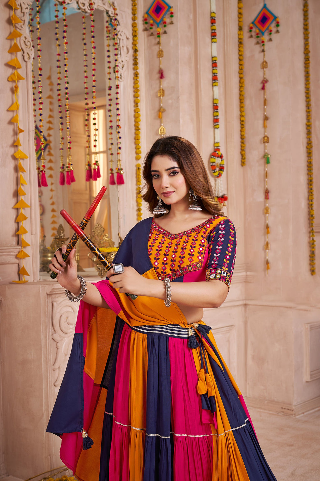 Monjolika Fashion Colorful Designer Viscose Cotton Navratri Chaniya Choli Set