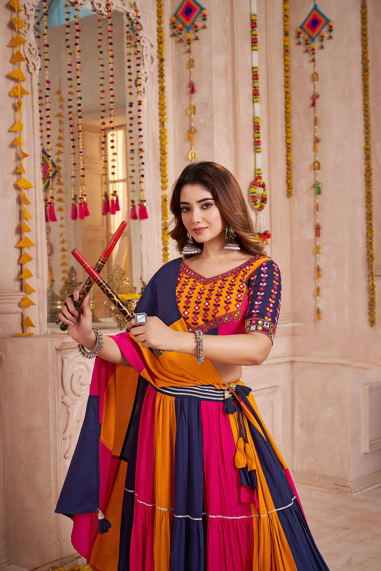 Monjolika Fashion Colorful Designer Viscose Cotton Navratri Chaniya Choli Set