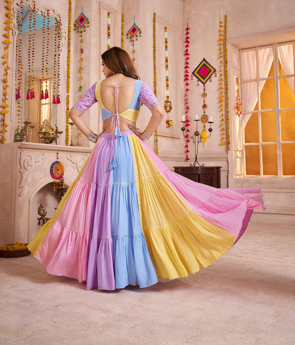Monjolika Fashion Multicolor Viscose Cotton Navratri Chaniya Choli With Mirror Work - Distacart