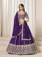 Monjolika Fashion Purple Art Silk Wedding Wear Lehenga Choli Set - Distacart