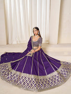 Monjolika Fashion Purple Art Silk Wedding Wear Lehenga Choli Set - Distacart